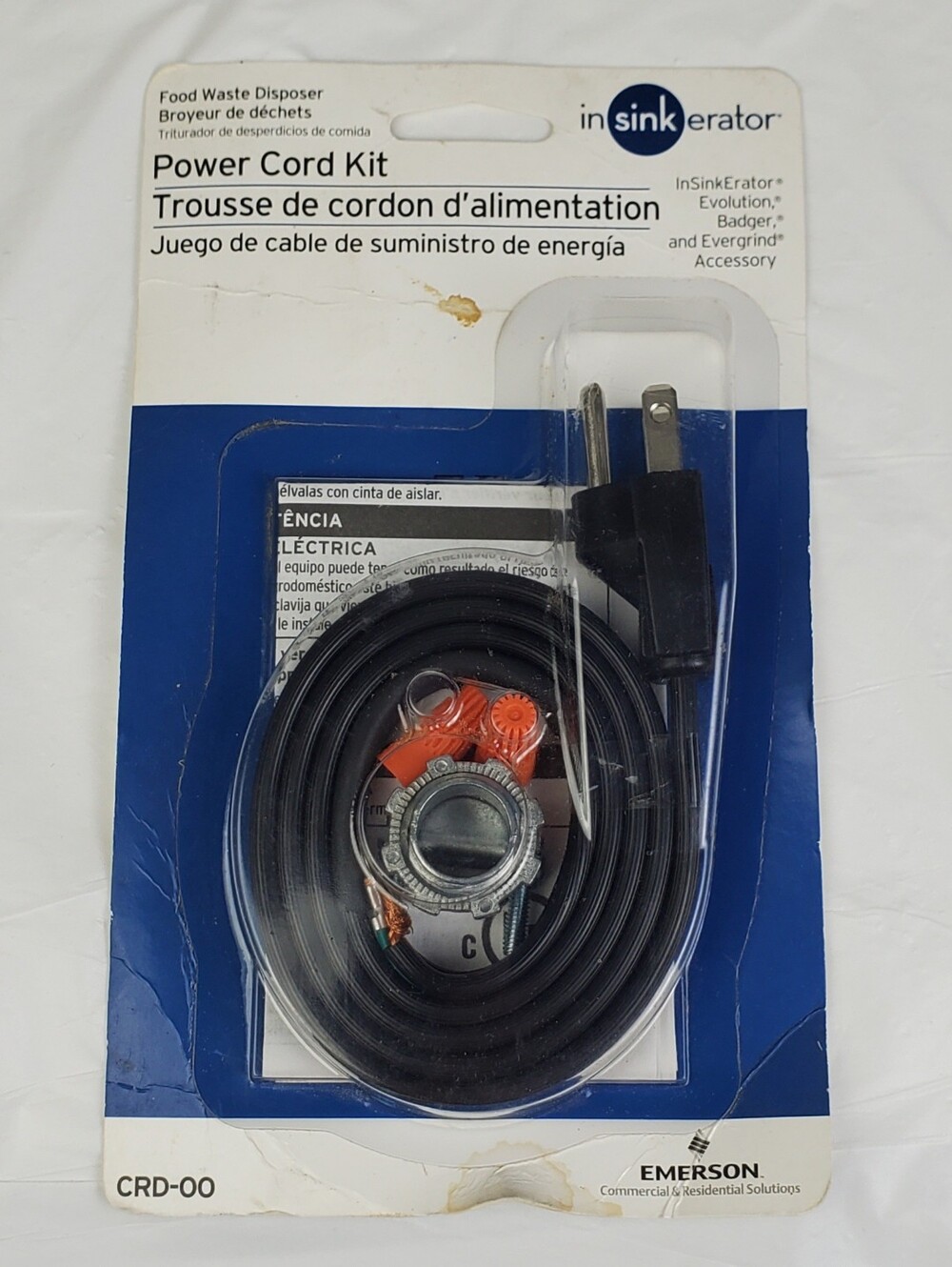 INSINKERATOR Garbage Disposal 3-Foot Power Cord Kit P/N 9008D - NOS